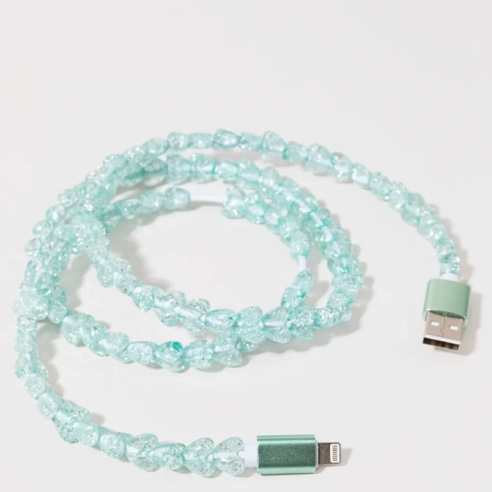 Pearl White Lightning cord to USB-A Cable charger 3’